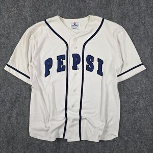 Pepsi Generation Next Polyester Cotton Baseball Jersey Mens White Blue Corporate